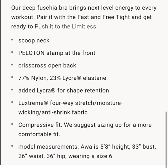 Lululemon Athletica Peloton Fuschia Strappy Energy Sports Bra Size Medium - Picture 12 of 12